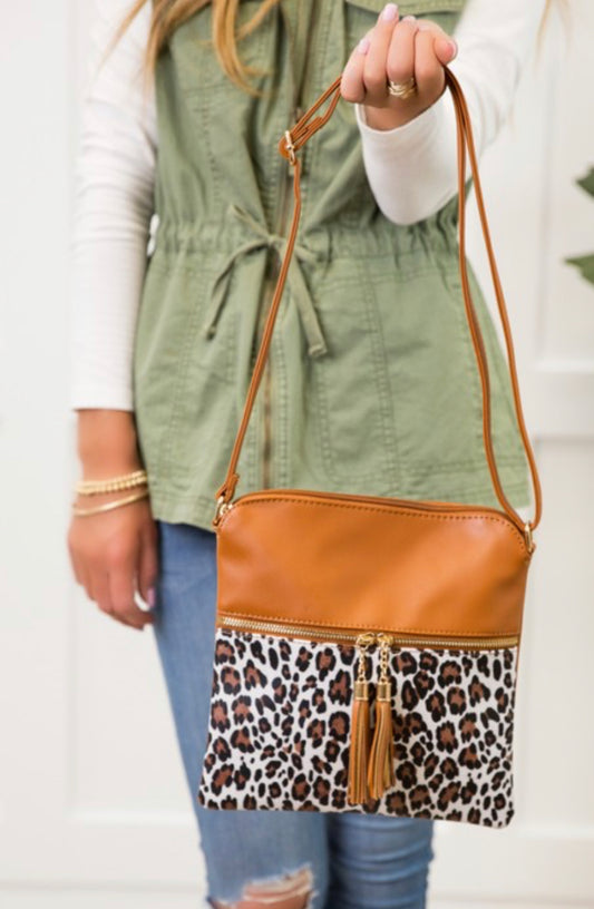 Leopard Crossbody Purse Black, Blush, White or Camel