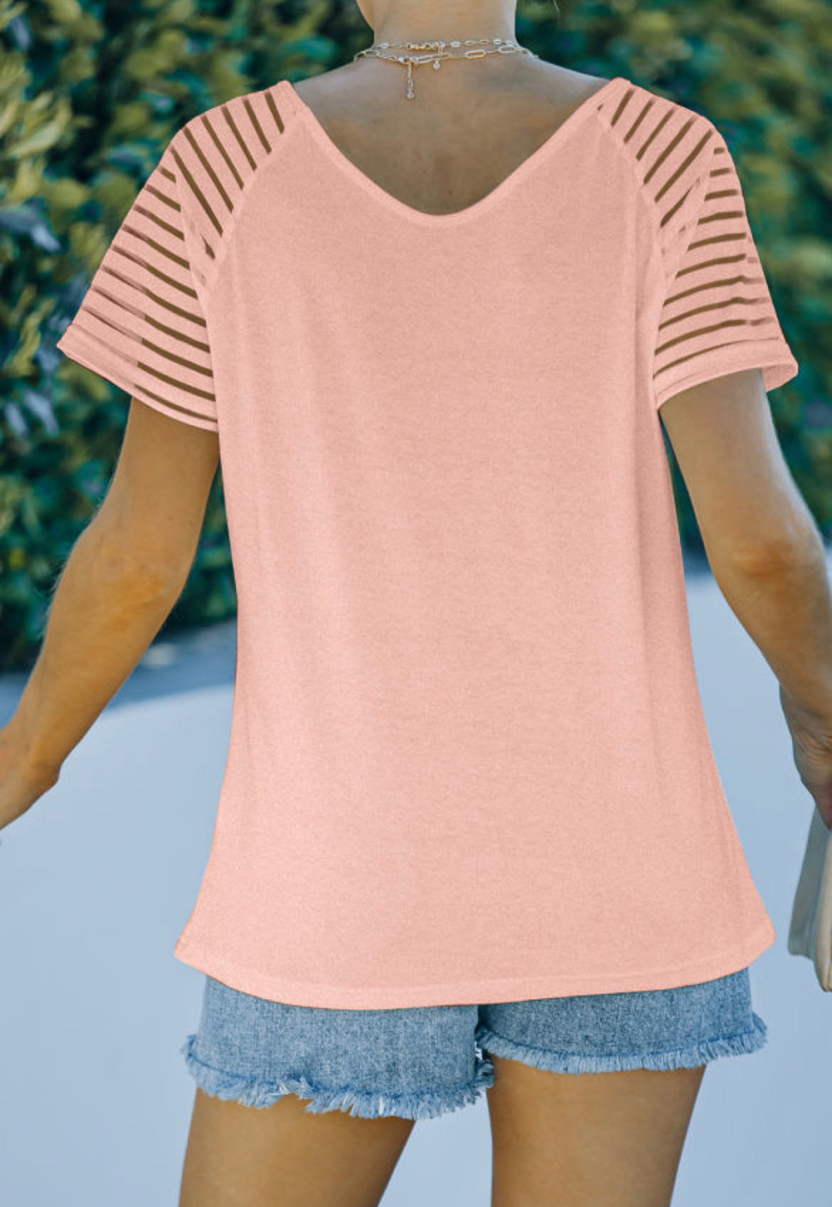 Pink Striped Sleeved Tee