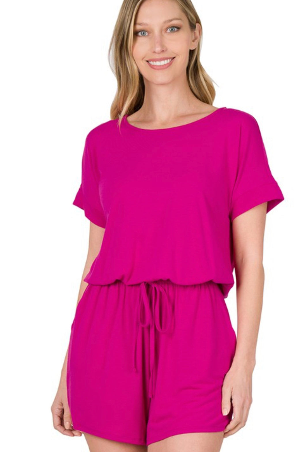 Magenta Romper with Pockets