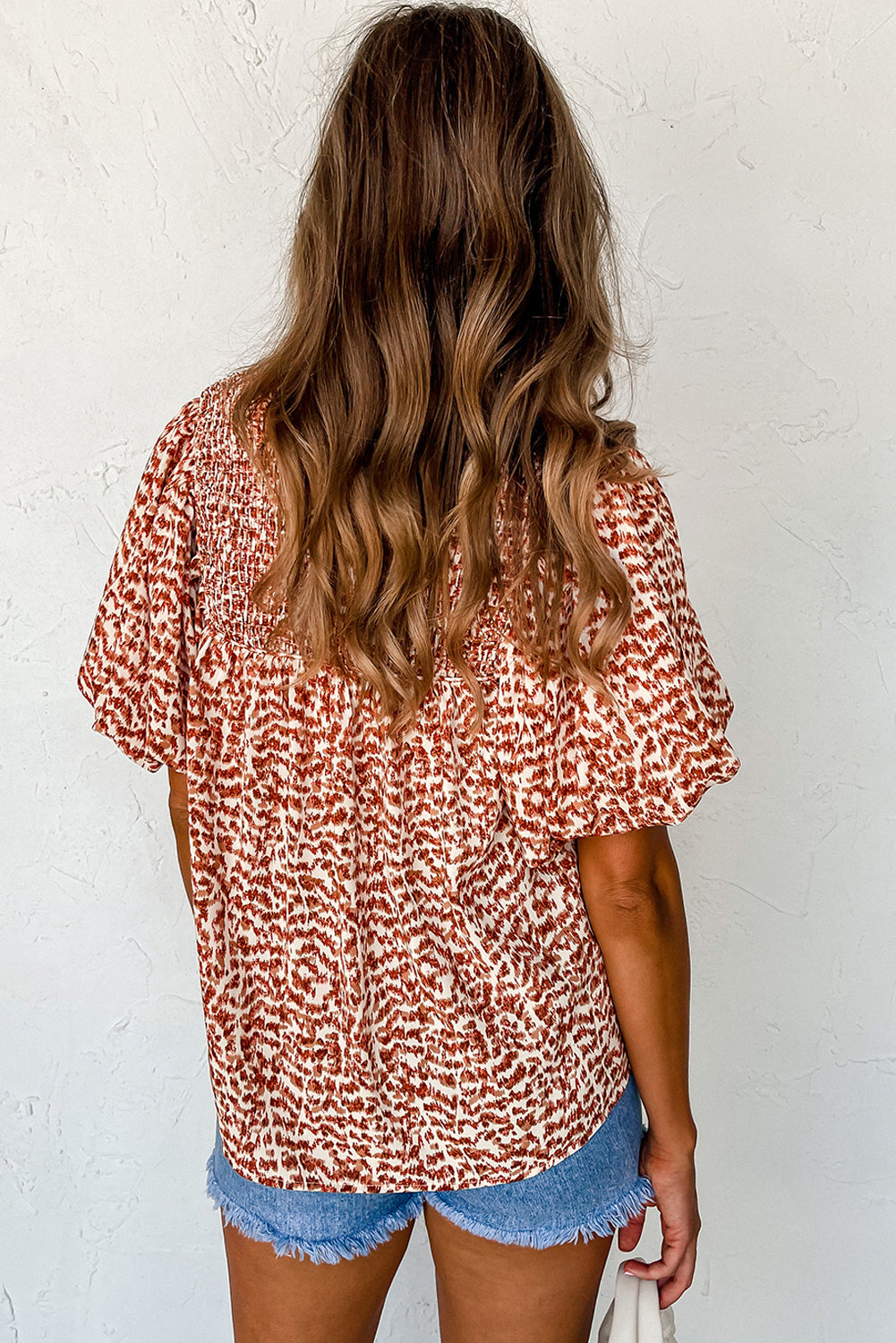 Brown Puff Sleeve Blouse